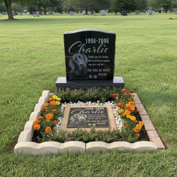 black granite memorial headstone for pet