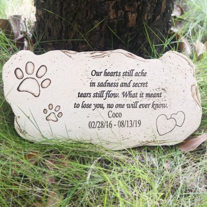 Personalized Pet Memorial Garden Stones with Paw Prints - Our hearts will still ache in sadness and secret tears still flow