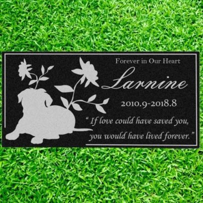 Personalized Memorial Stone Plaque for Dogs - Durable & Water Proof Pet Headstone- Garden Grave Marker -Dog and Flower