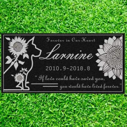 Personalized Memorial Stone Plaque for Dogs - Durable & Water Proof Pet Headstone- Garden Grave Marker - Dog and Sunflower