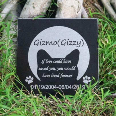 Cat Memorial Personalized Black Granite Stone Bereavement in Memory Loss of Pet Cat Garden Stone