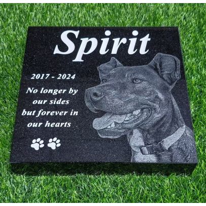 Sand Carved Dog Headstones with Photo Outdoor Granite Personalized Memorial Stone