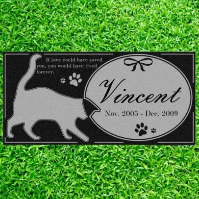 Personalized Memorial Stone Plaque for Cats - Durable & Water Proof Pet Headstone- Garden Grave Marker -Cat and Butterfly