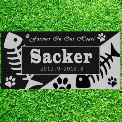 Personalized Memorial Stone Plaque for Cats - Durable & Water Proof Pet Headstone- Garden Grave Marker - Fish Bone
