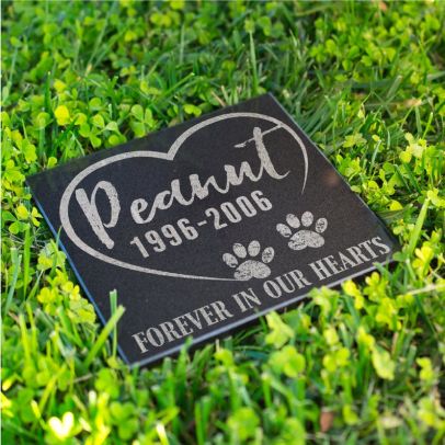 Personalized Memorial Pet Stone Granite - Forever in Our Hearts Engraved Headstone