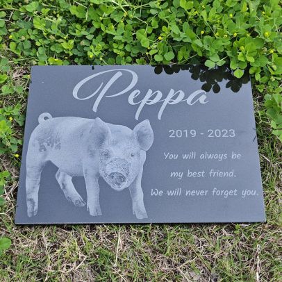 Personalized Pig Memorial Stone Pet Memorial Gifts Photo Headstone Garden Grave Marker
