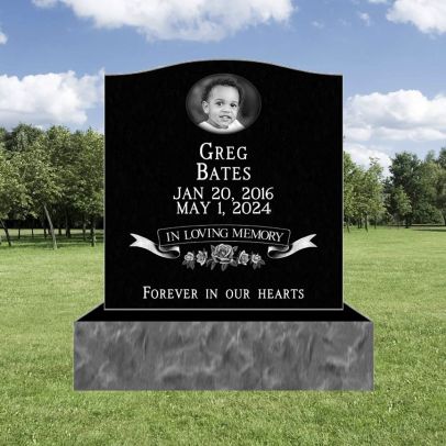 Serpentine Granite Infant Monument Headstone 14inch Top 18inch Base